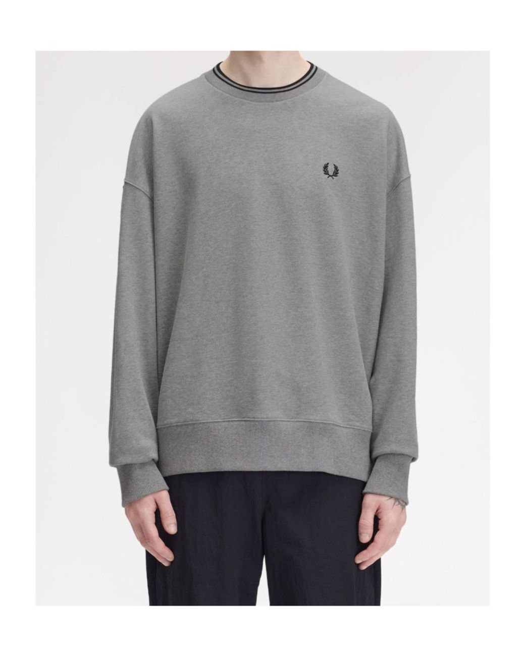 Fred Perry Gray Oversized Tipped Sweatshirt for men
