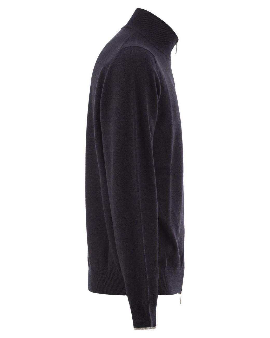 Peserico Blue Zip-Up Stand Collar Cardigan for men