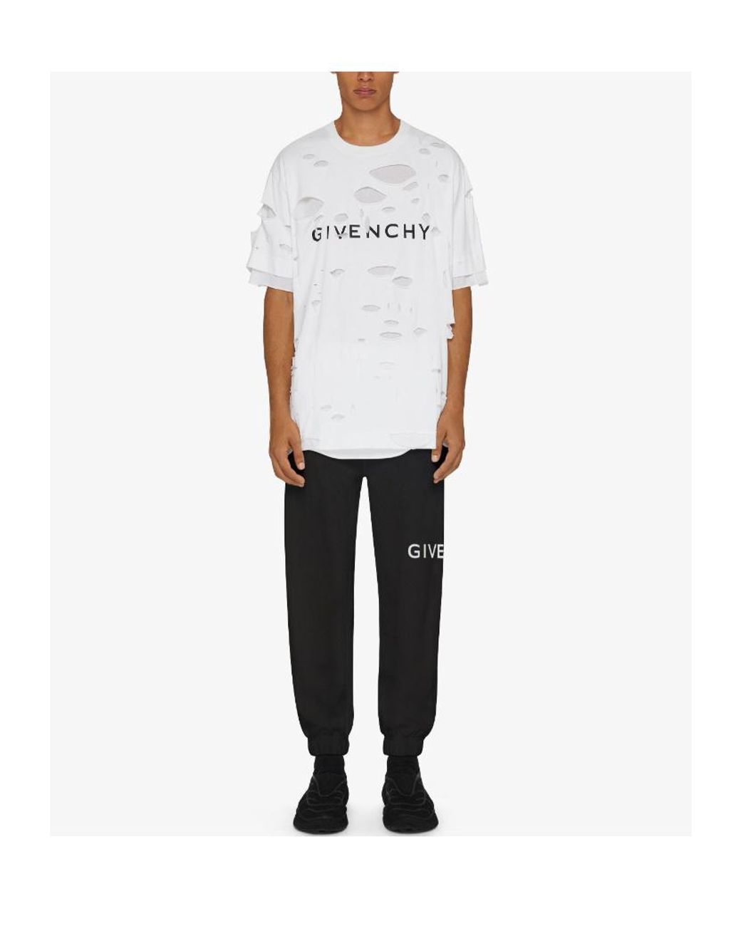 Givenchy Black Logo Printed Rear-Welt Pocketed Track Pants for men