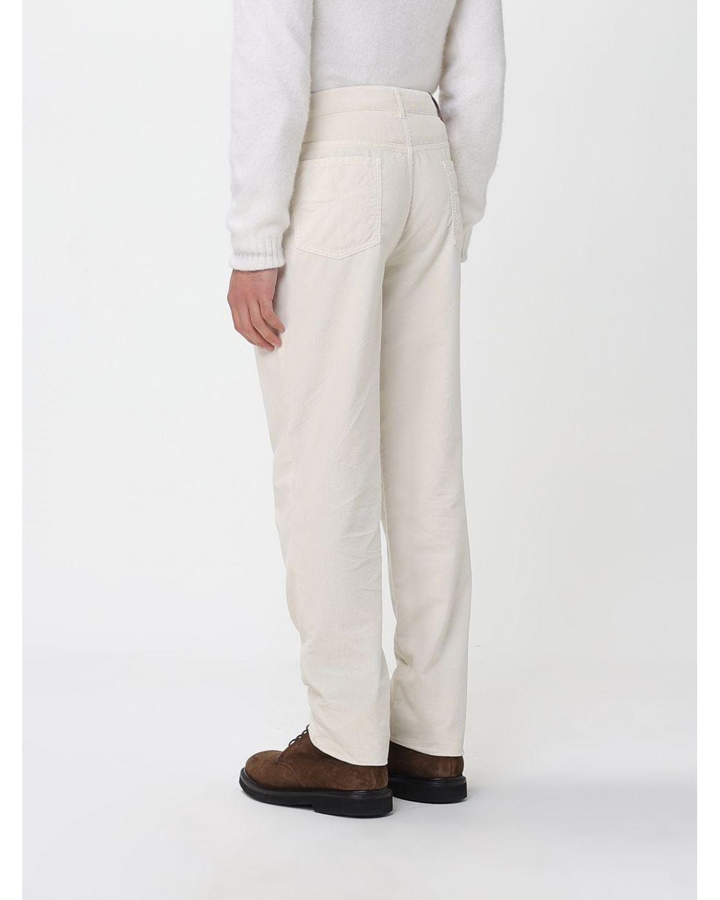 Brunello Cucinelli Natural Logo Patch Corduroy Pants for men
