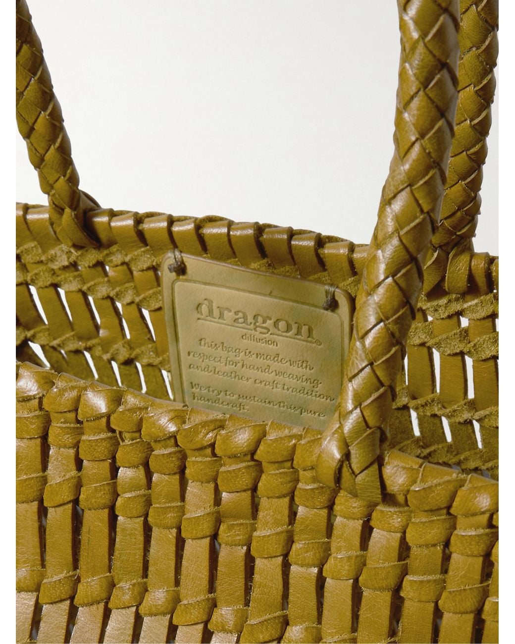 Dragon Diffusion Green Woven Leather Tote