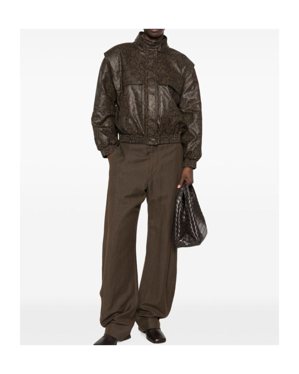 Twinset Brown Embossed High-Neck Jacket