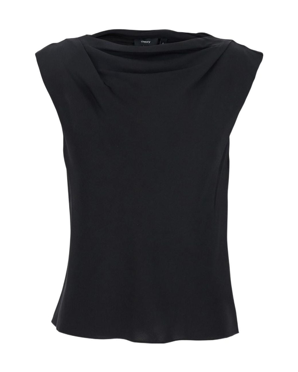 Theory Black Georgette Cowl Neck Top