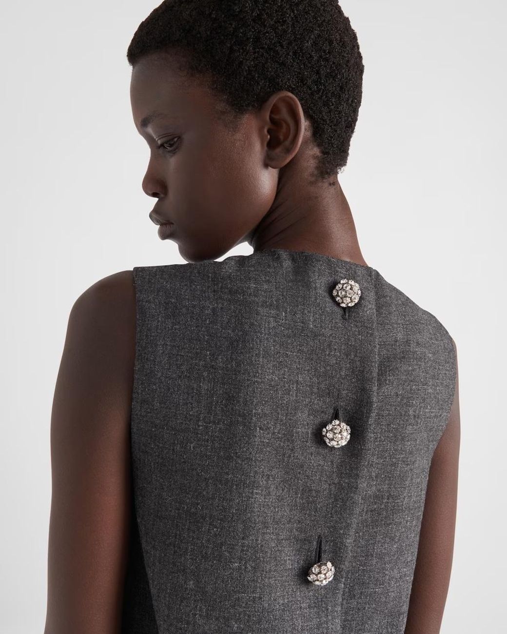 Prada Blue Embroidered Wool Mini-Dress