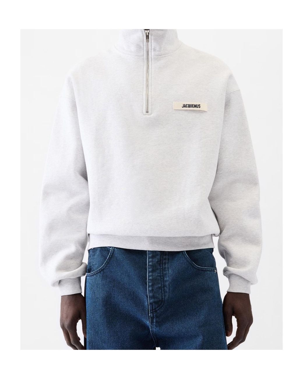 Jacquemus White Logo Patch High-Neck Sweatshirt for men