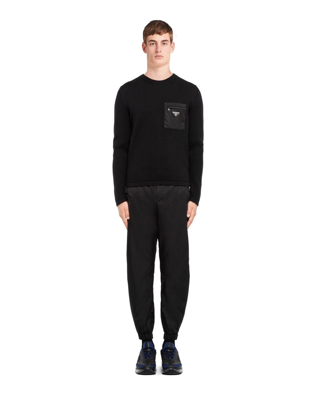 Prada Black Logo Rib Knitted Jumper for men