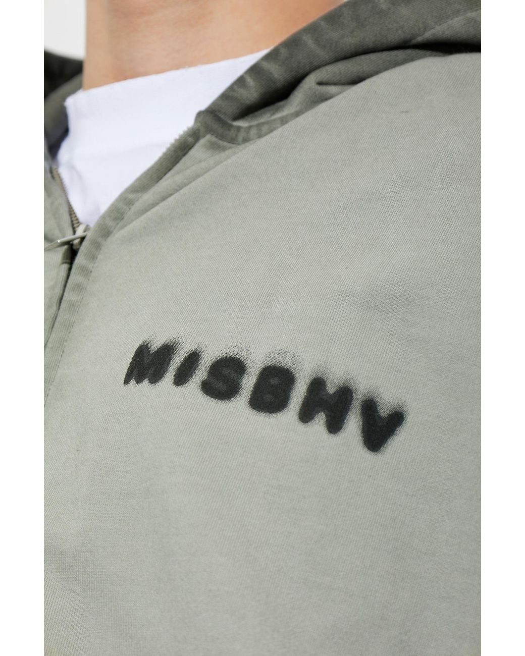 M I S B H V Gray Zip-Up Hoodie for men