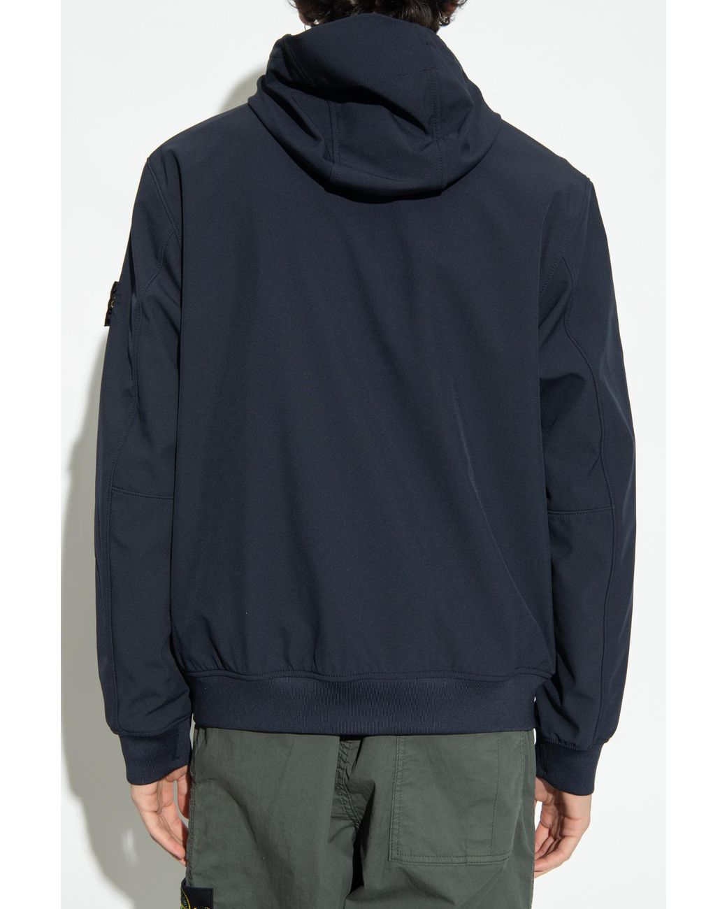 Stone Island Blue Button-Up Hooded Jacket for men