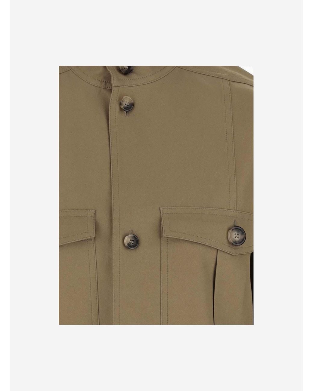 Saint Laurent Green Saharienne Buttoned Long-Sleeved Shirt