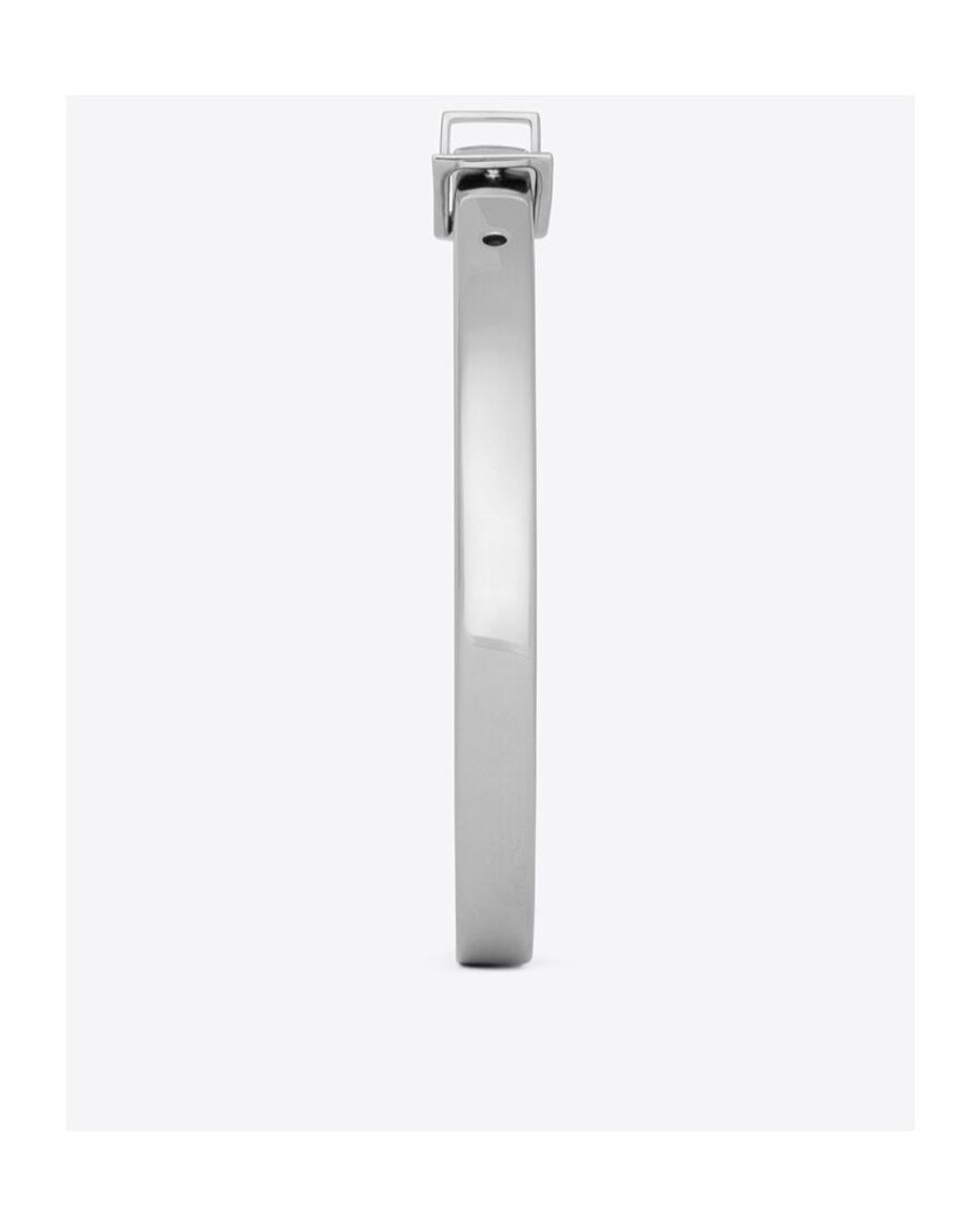 Saint Laurent White Logo Engraved Buckle Bracelet for men