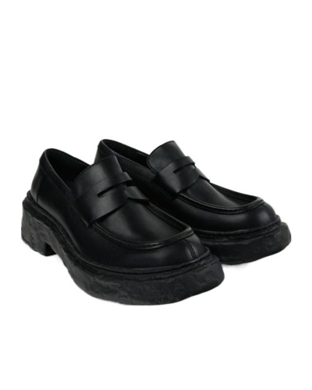 Camper Black Leather Loafers for men