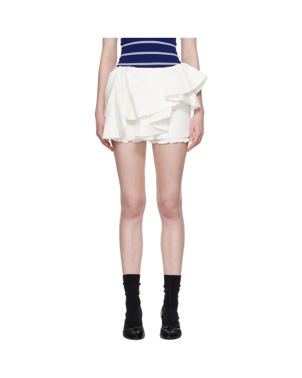 ShuShu/Tong White Ruffled Mini Skirt