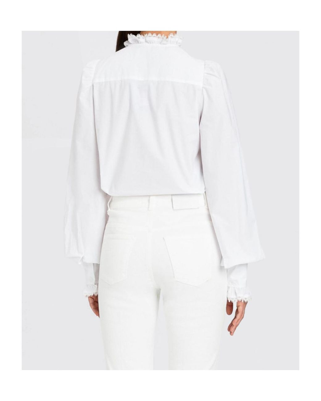 Twinset White Lace-Trim Poplin Shirt