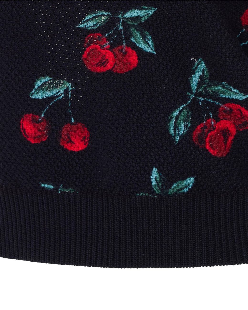 Twinset Blue Cherry-Print Short-Sleeve Knitted Top
