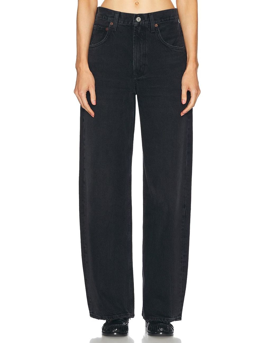 Agolde Black Five-Pocket Denim Trousers