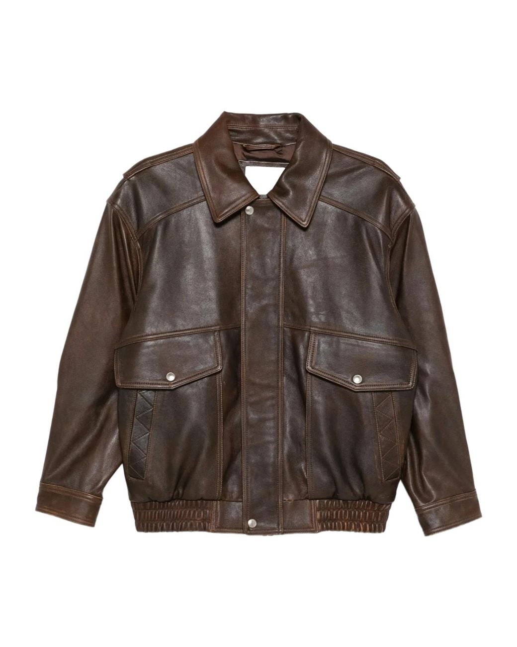 DUNST Brown Long-Sleeved Leather Jacket