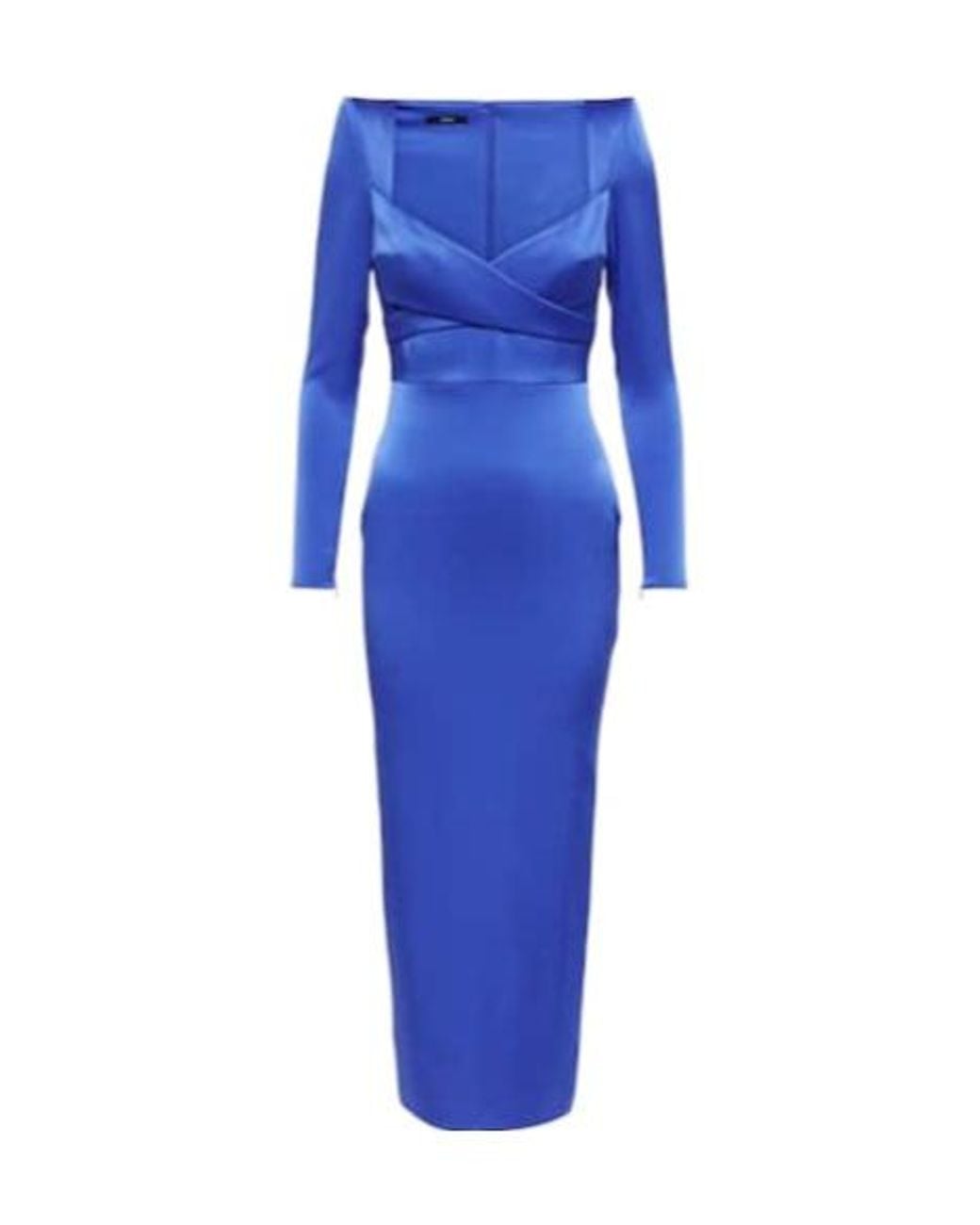 Alex Perry Blue Sweetheart Satin Midi Dress