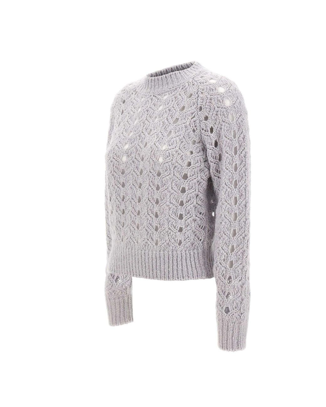 Eleventy Gray Openwork Cable Knitted Sweater