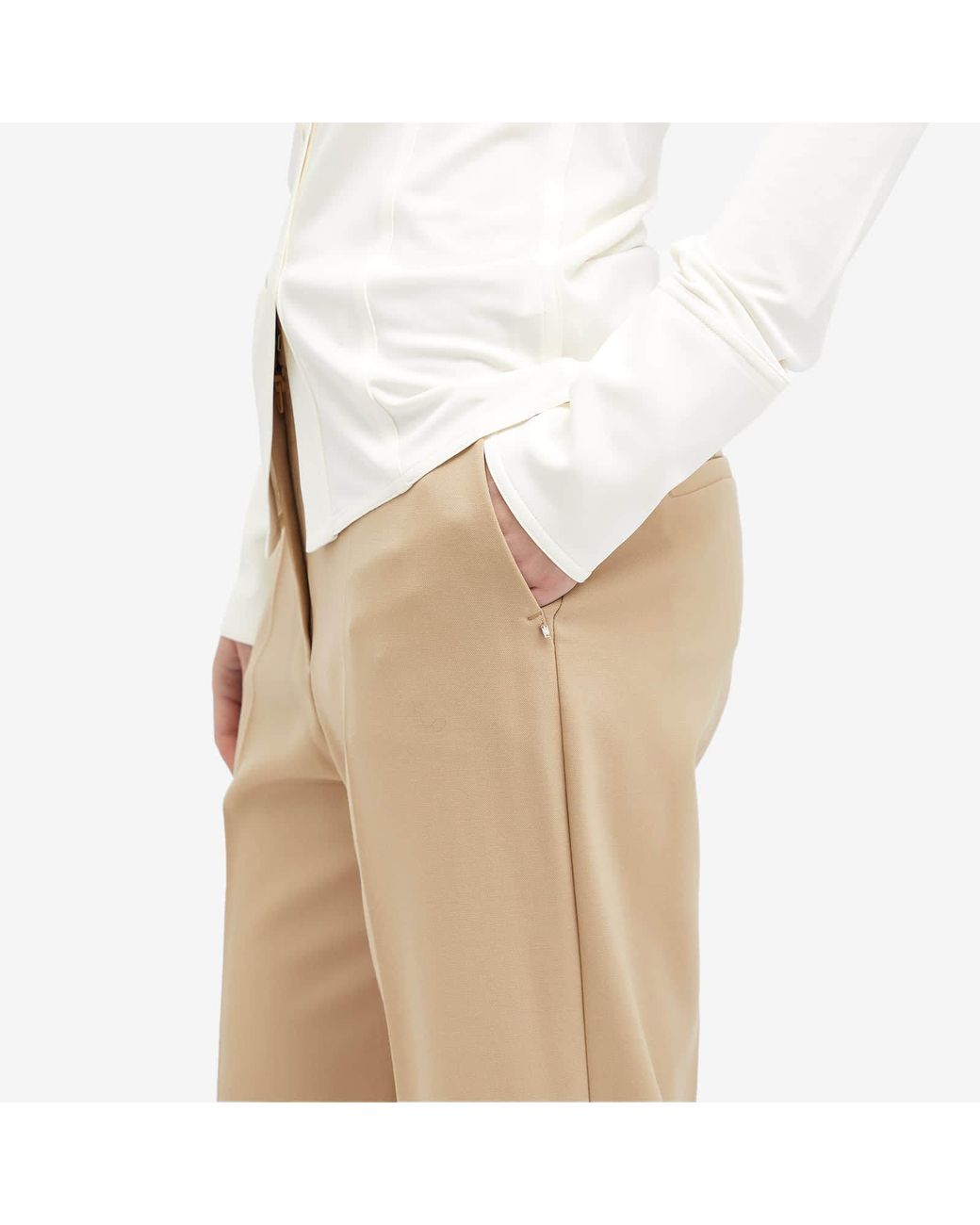 Sportmax Natural High Waist Straight Leg Pants