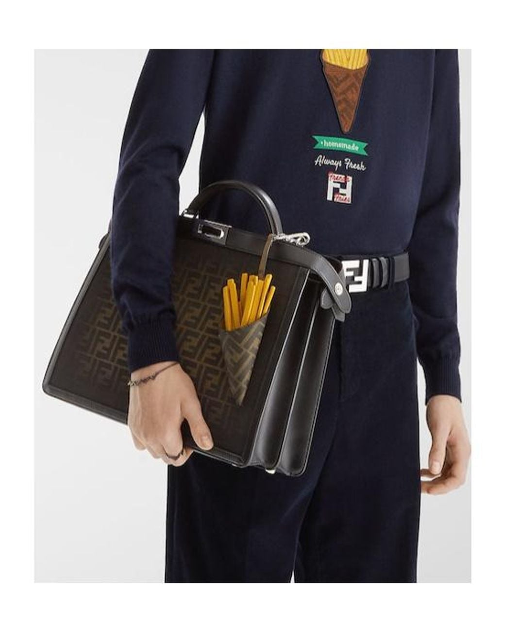 Fendi Metallic Licious Logo Detailed Charm for men