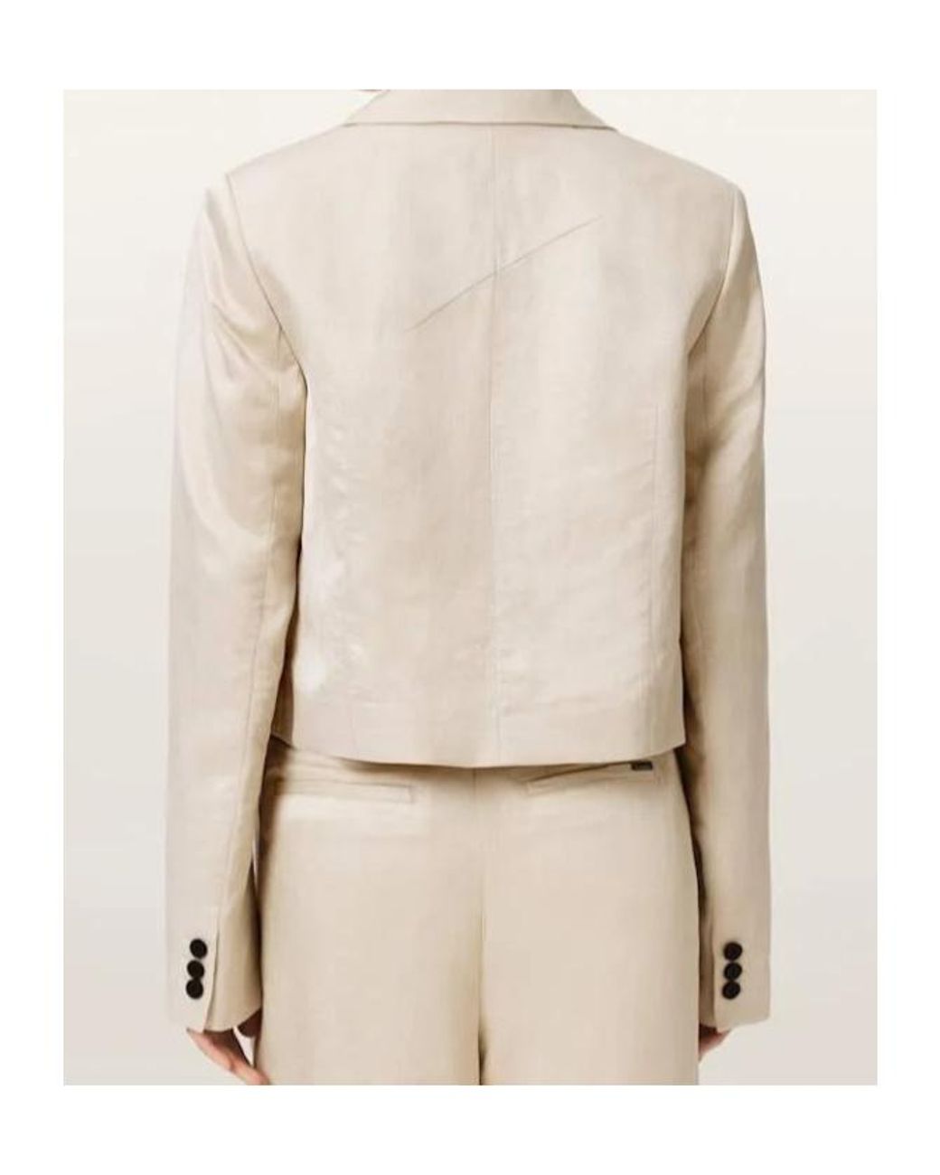 AllSaints Natural Helena Single Breasted Cropped Blazer