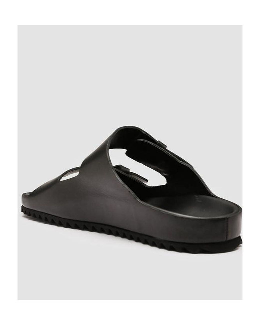Officine Creative Black Double Strap Flat Sandals for men