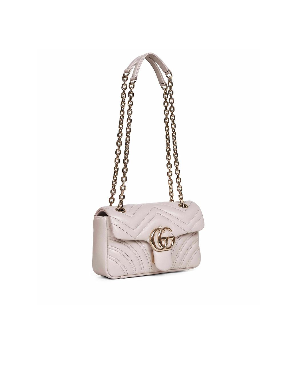 Gucci White Gg Marmont Small Shoulder Bag