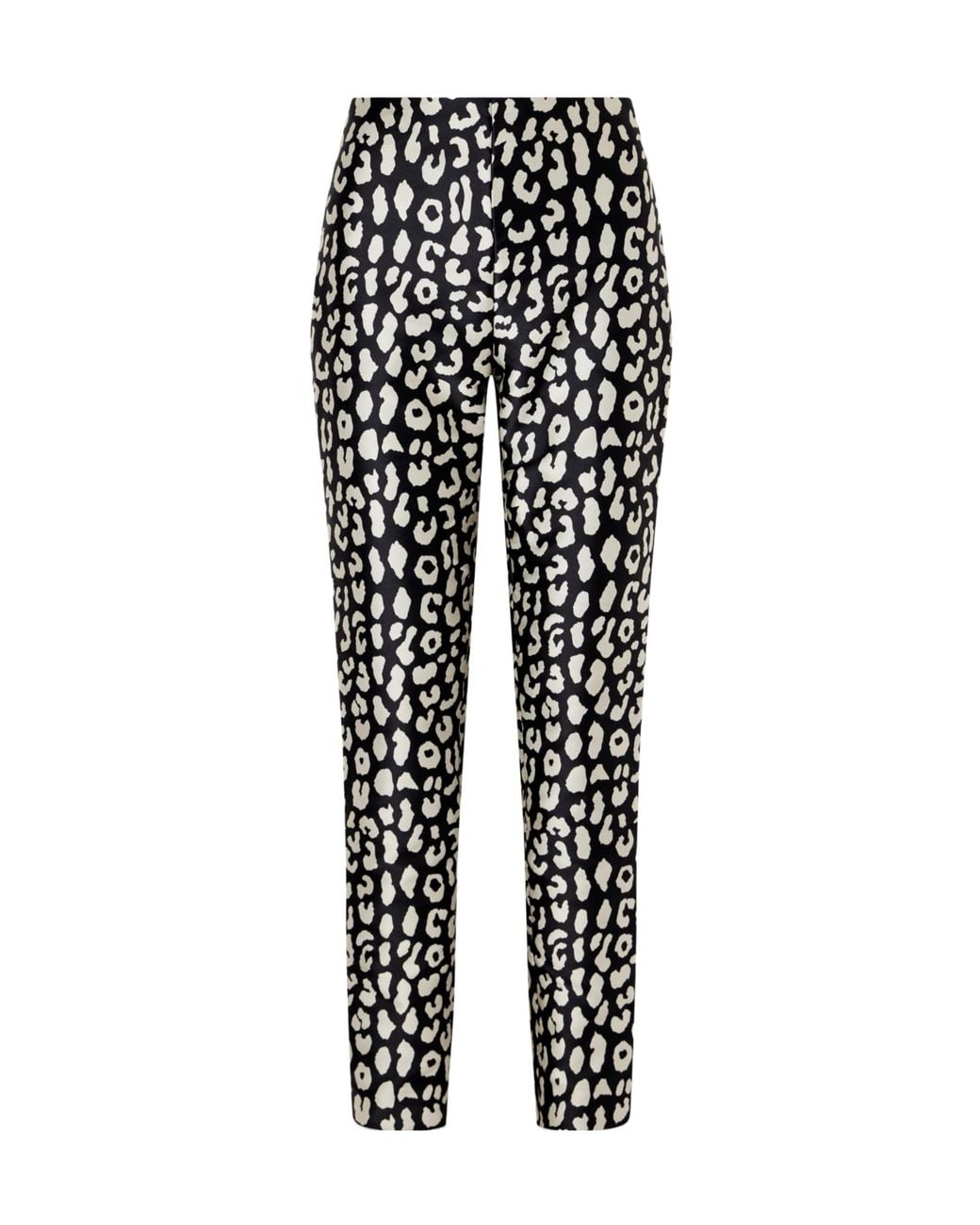 Carolina Herrera Black Leopard-Patterned Jacquard Slim-Leg Pants