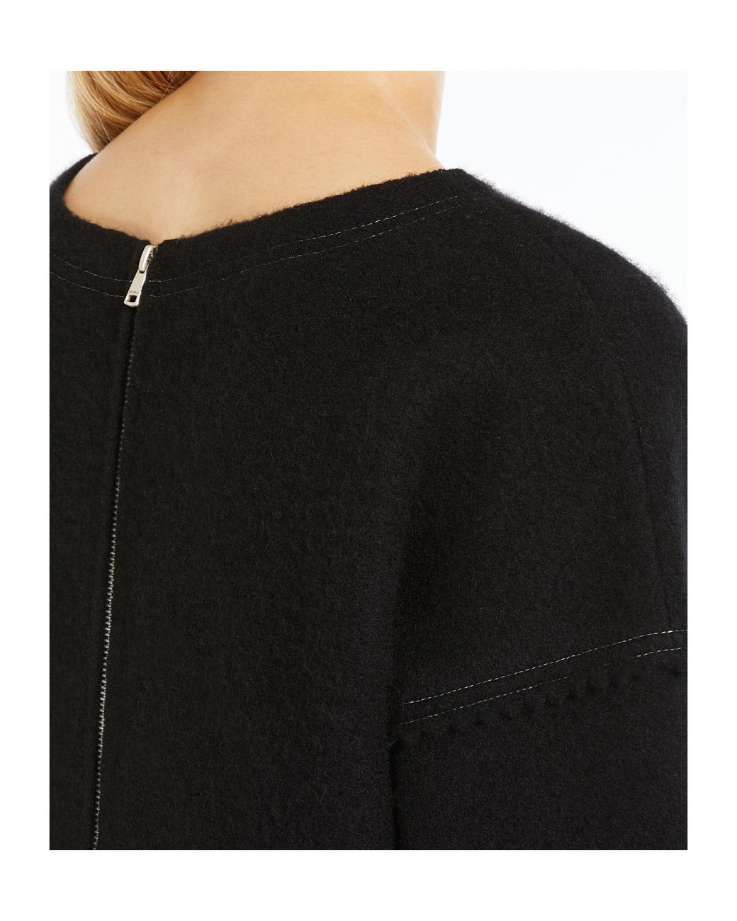 Max Mara Black Zip Detailed Crewneck Jumper