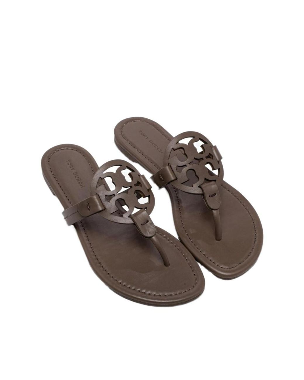 Tory Burch Brown Miller Logo Flat Sandals