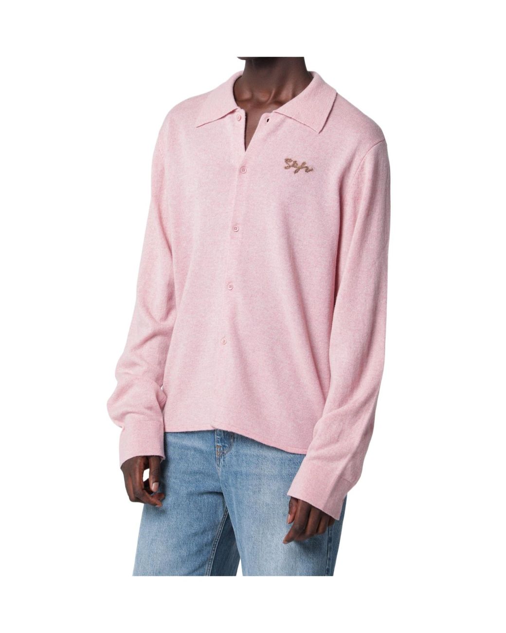 Séfr Pink Shirt-Collar Knit Top for men