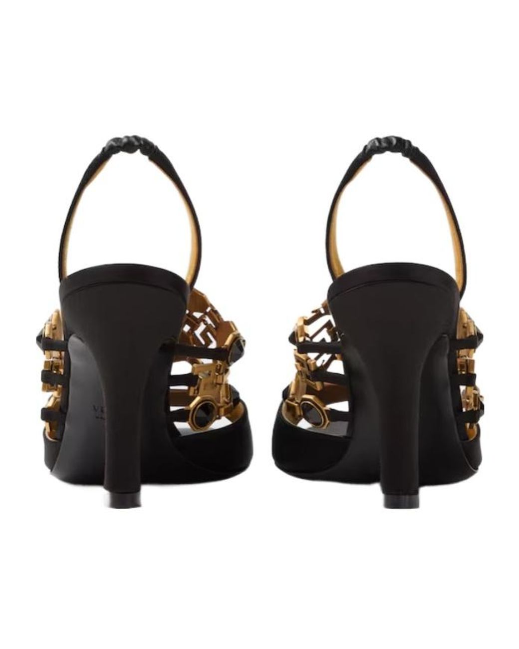 Versace Multicolor Embellished Slingback Heeled Sandals