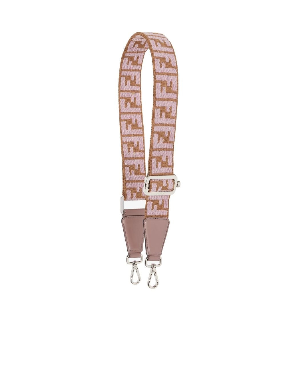 Fendi White Mauve Ff Webbing Reversible Shoulder Strap