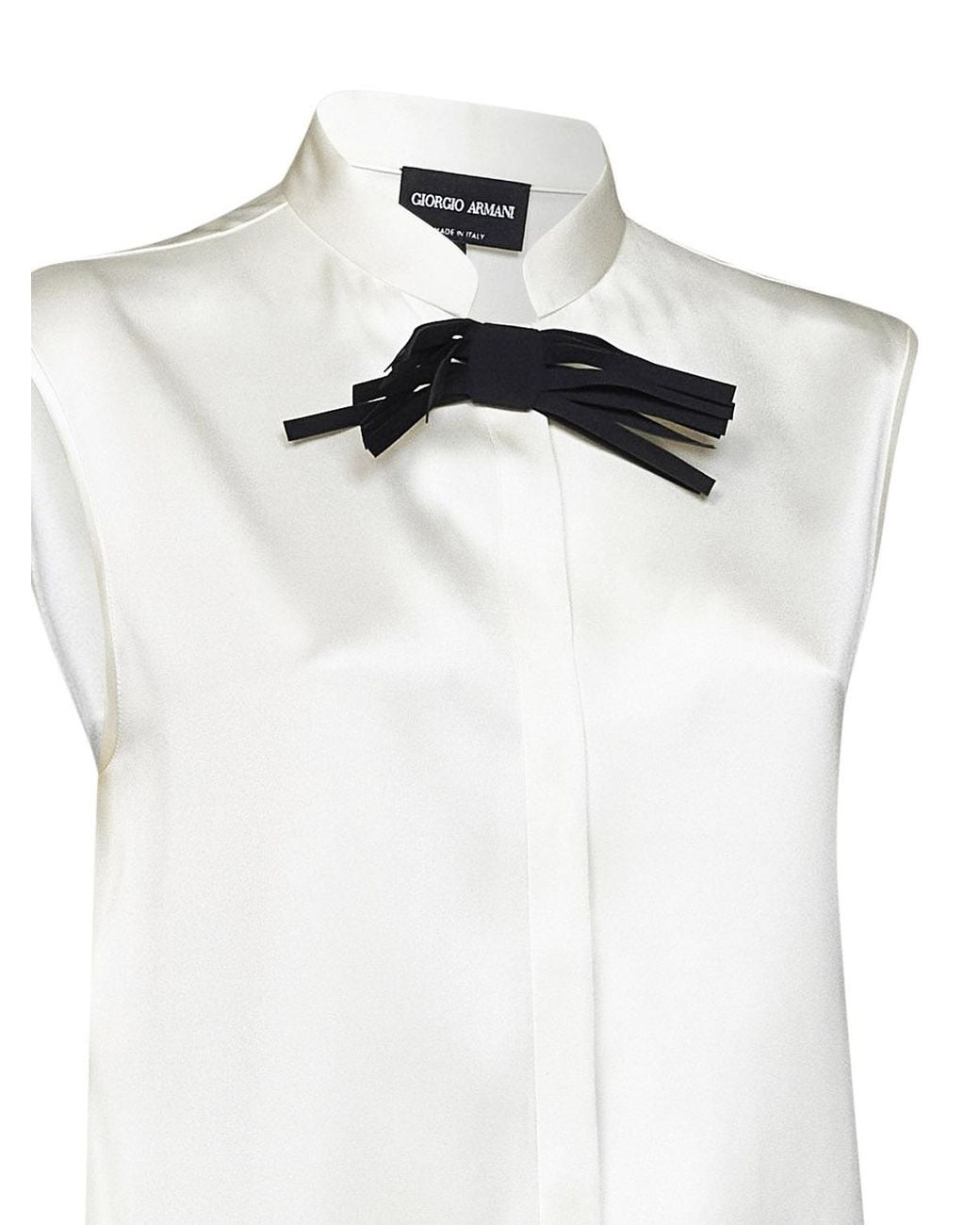 Giorgio Armani White Bow-Detail Sleeveless Shirt