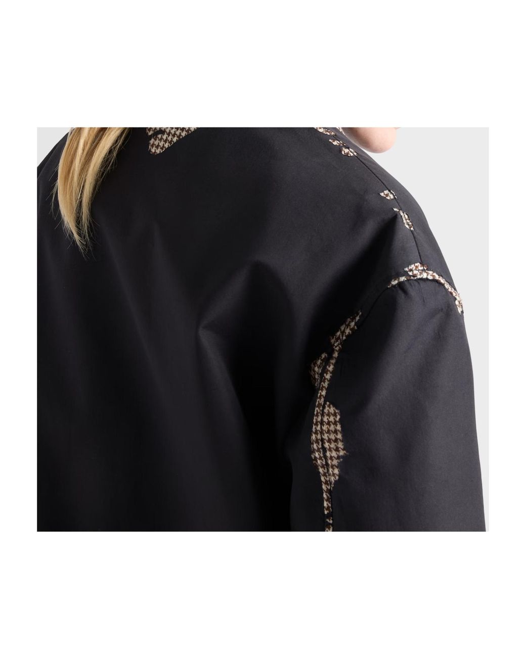 Prada Black Bonded Cotton And Houndstooth Jacket