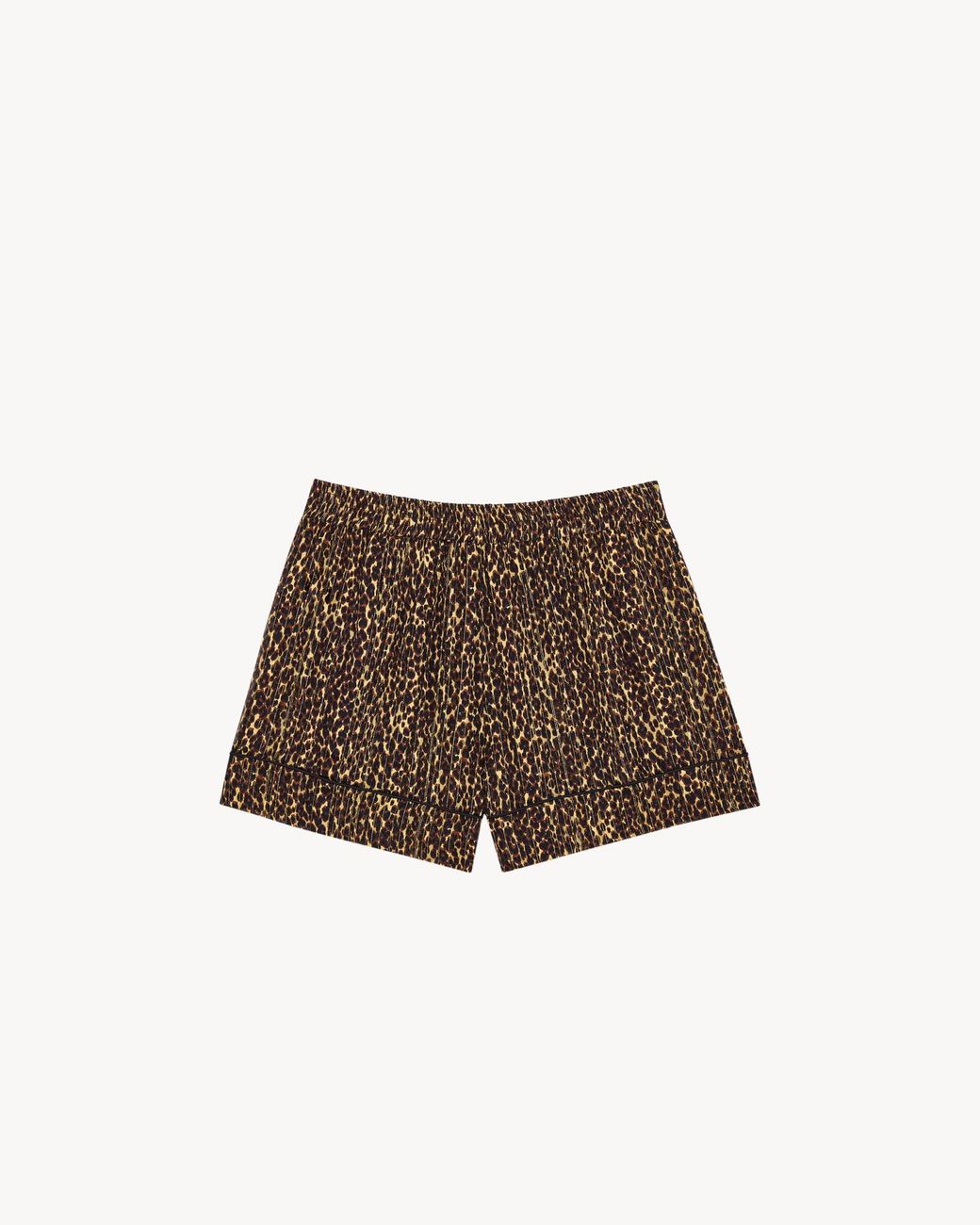 Saint Laurent Brown Leopard Printed Pajama Shorts
