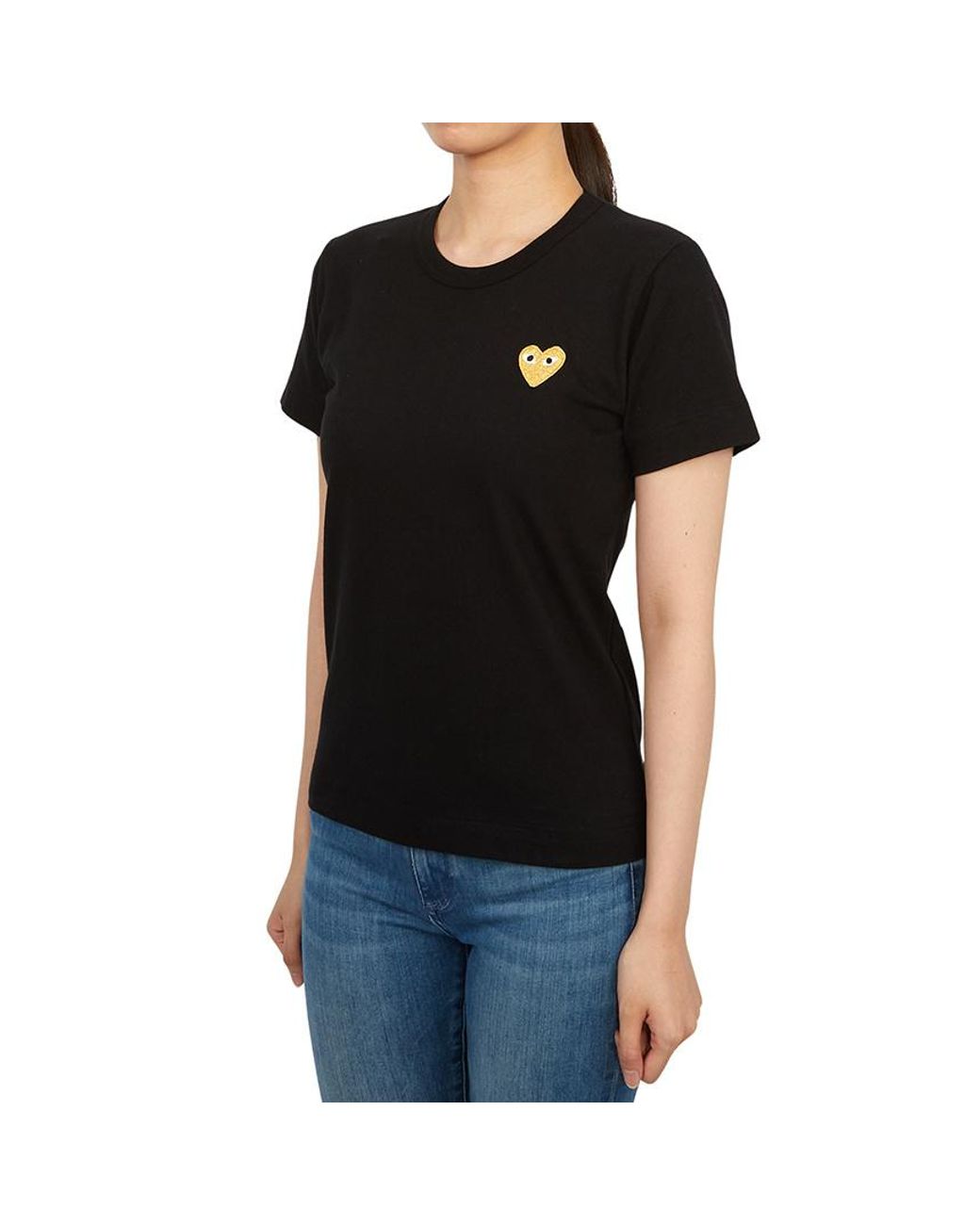 COMME DES GARÇONS PLAY Black Logo Embroidered Crew Neck T-Shirt