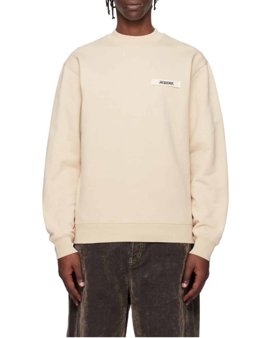 Jacquemus Natural Logo Patch Crew Neck Sweatshirt for men