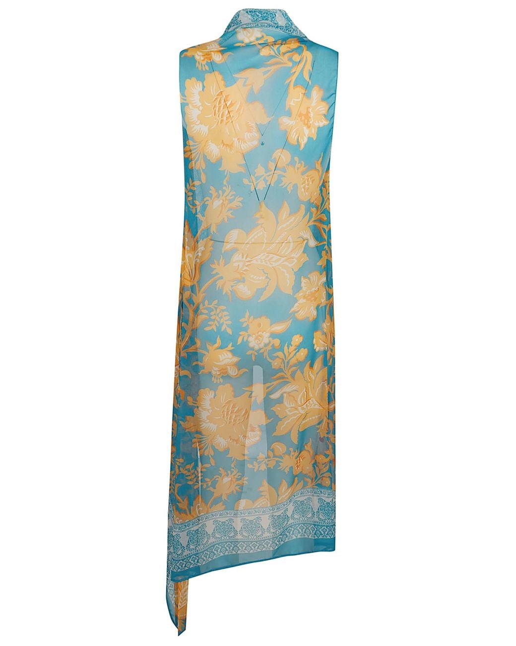 Etro Blue Floral Print Shawl
