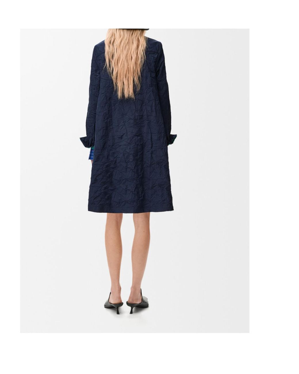 Loewe Blue Crinkled-Effect Ruffled Mini Dress