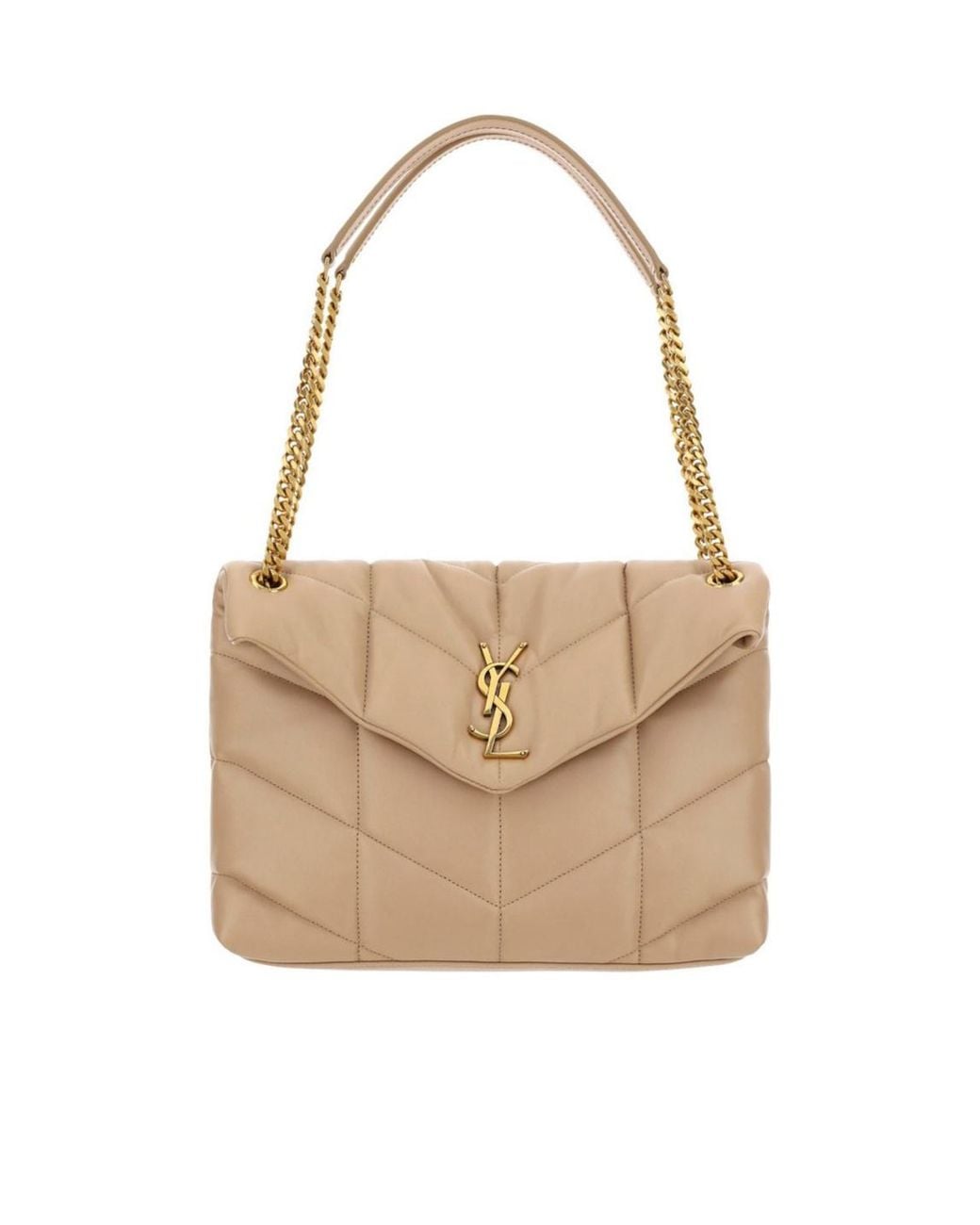 Saint Laurent Natural Loulou Puffer Quilted Shoulder Bag