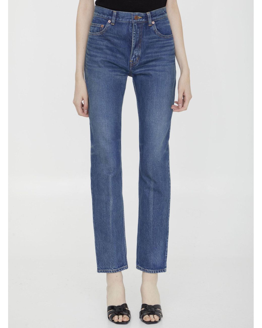Saint Laurent Blue Cindy Mid-Rise Jeans