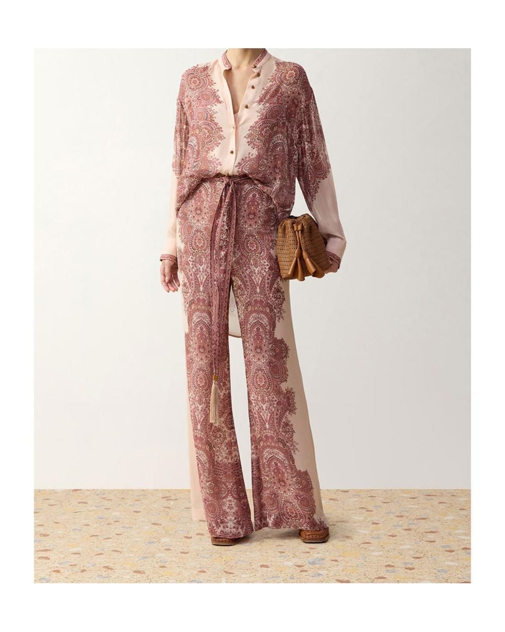 Zimmermann Pink Clash Georgette Pant