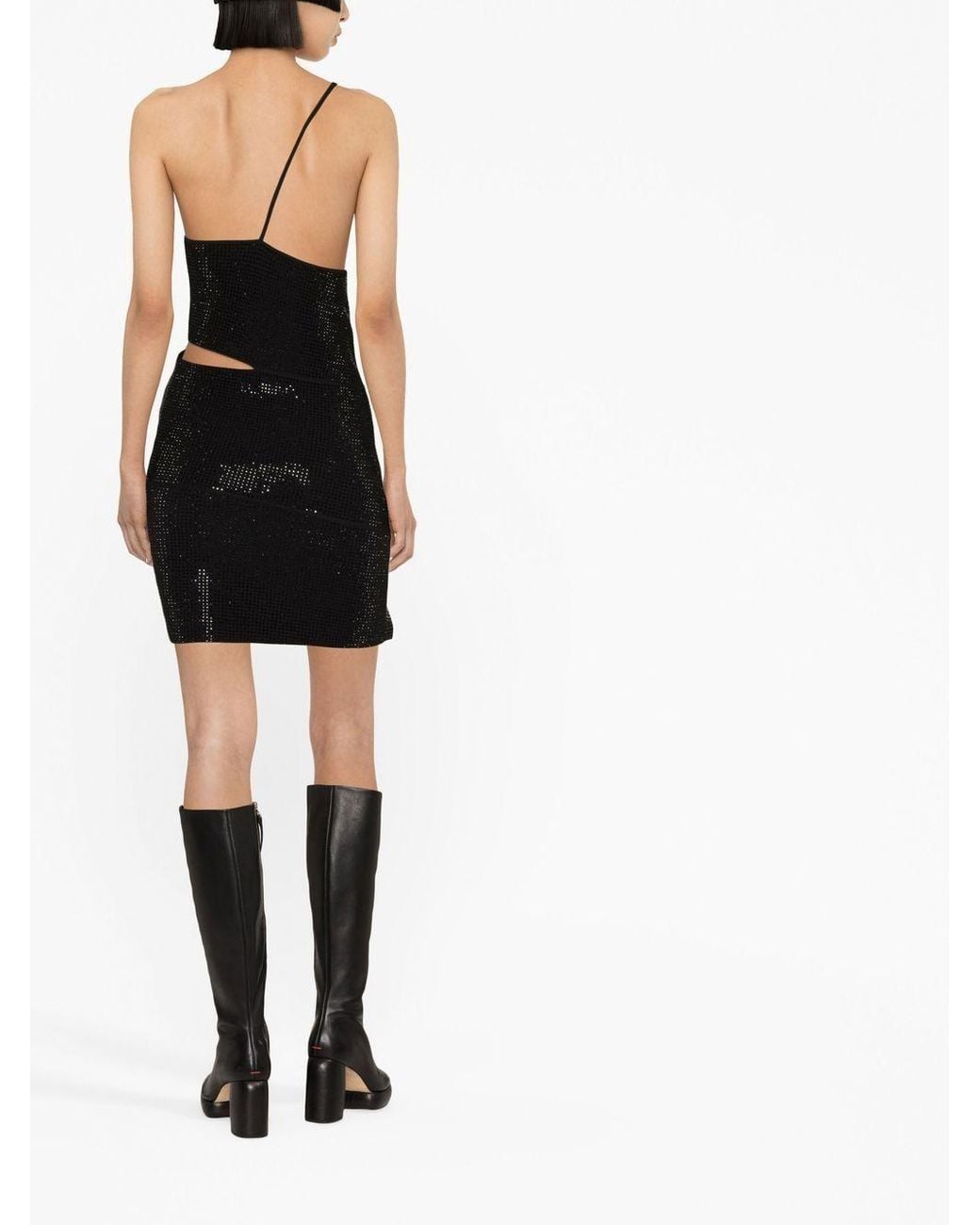 ANDREADAMO Black Embellished Mini Dress