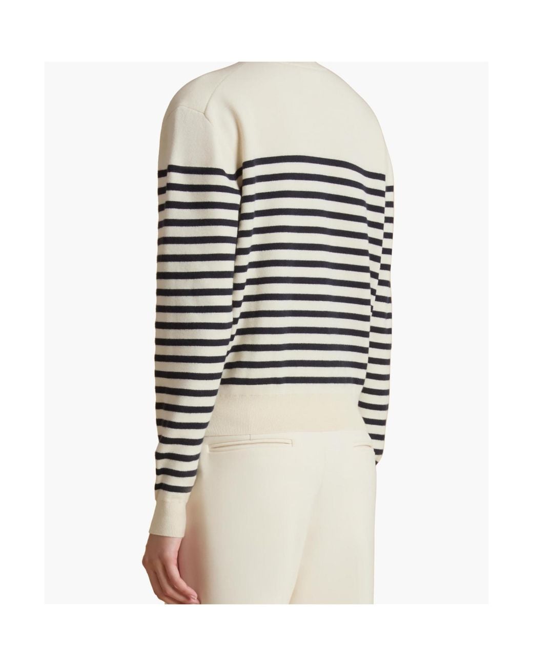 Khaite White Striped Crewneck Jumper