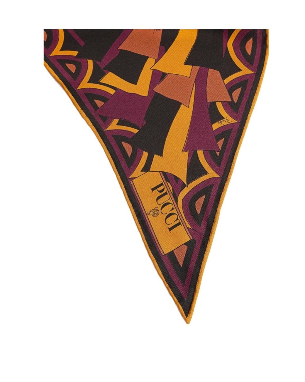 Emilio Pucci Brown Baiadera Print Silk Triangle Scarf