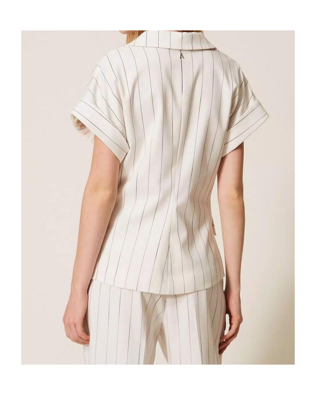Twinset White Double-Breasted Pinstriped Vest