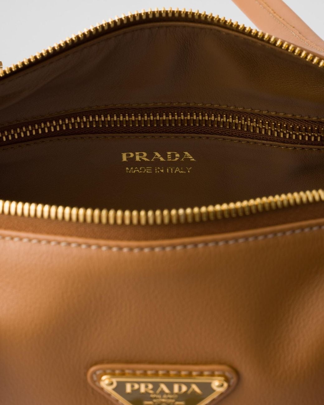 Prada Brown Medium Top-Handle Bag With Padlock