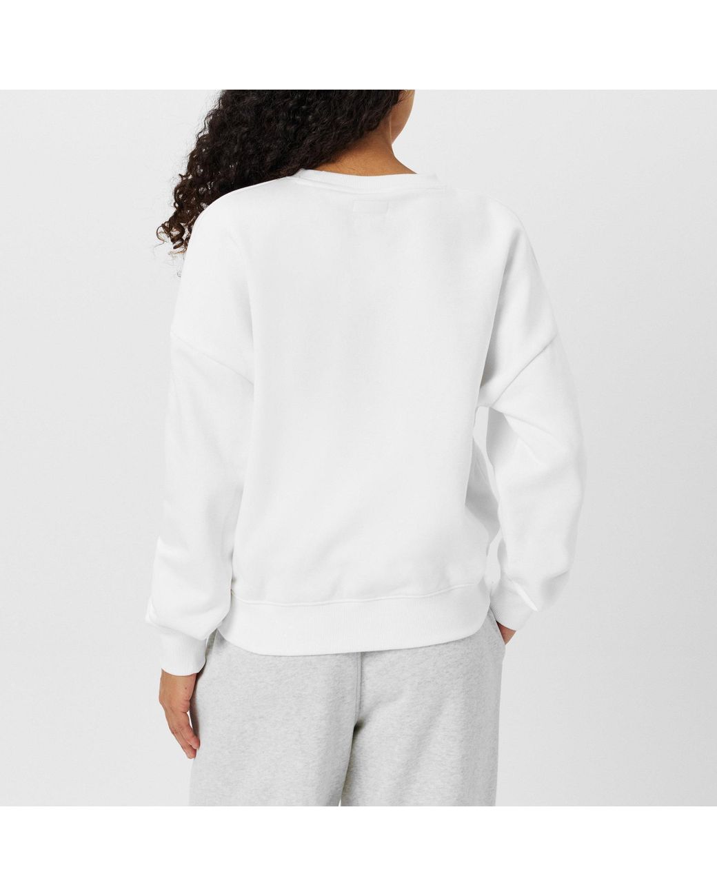 Guess White Crew Neck Long-Sleeve Sweatshirt
