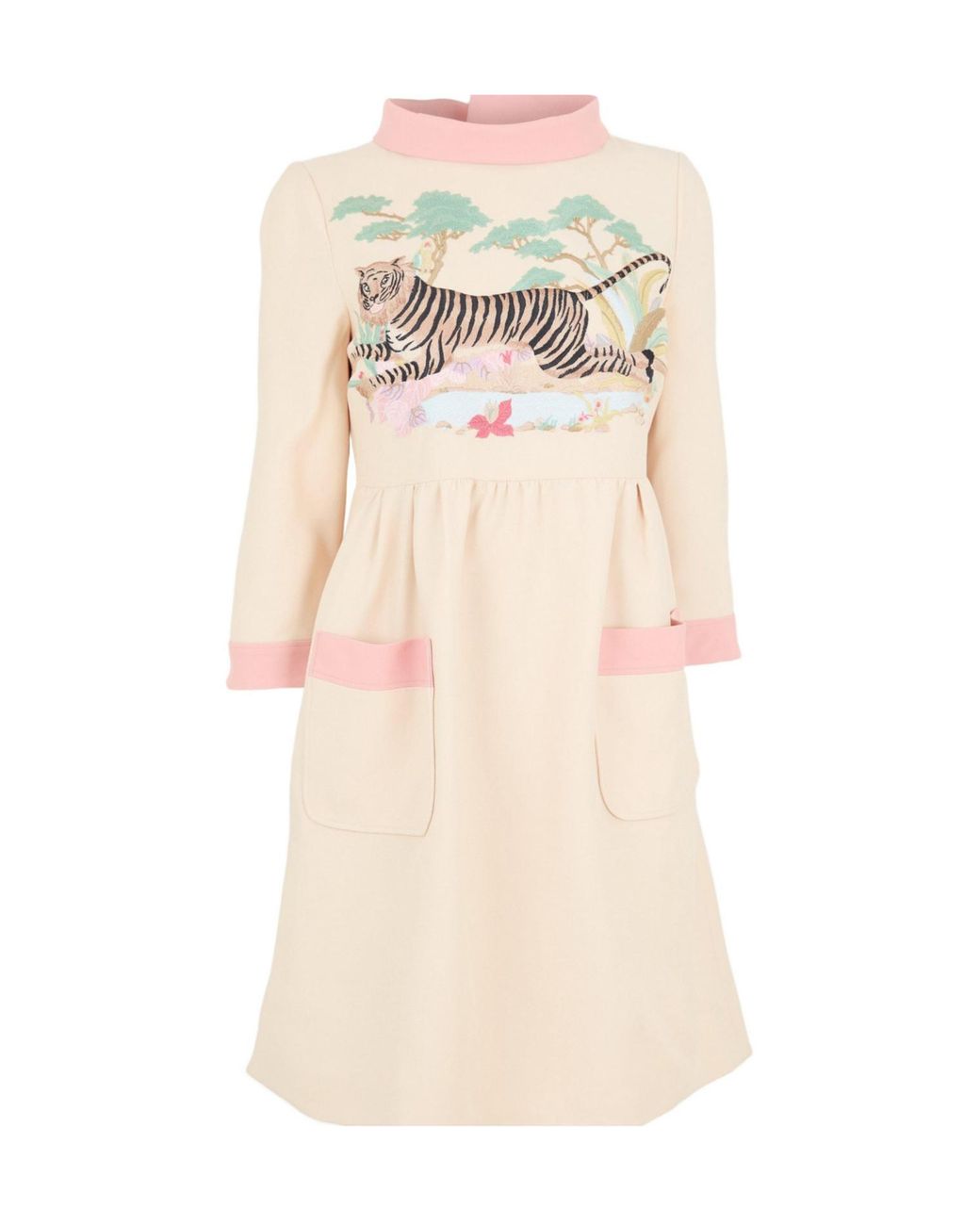 Gucci Natural Tigerprint Longsleeve Dress